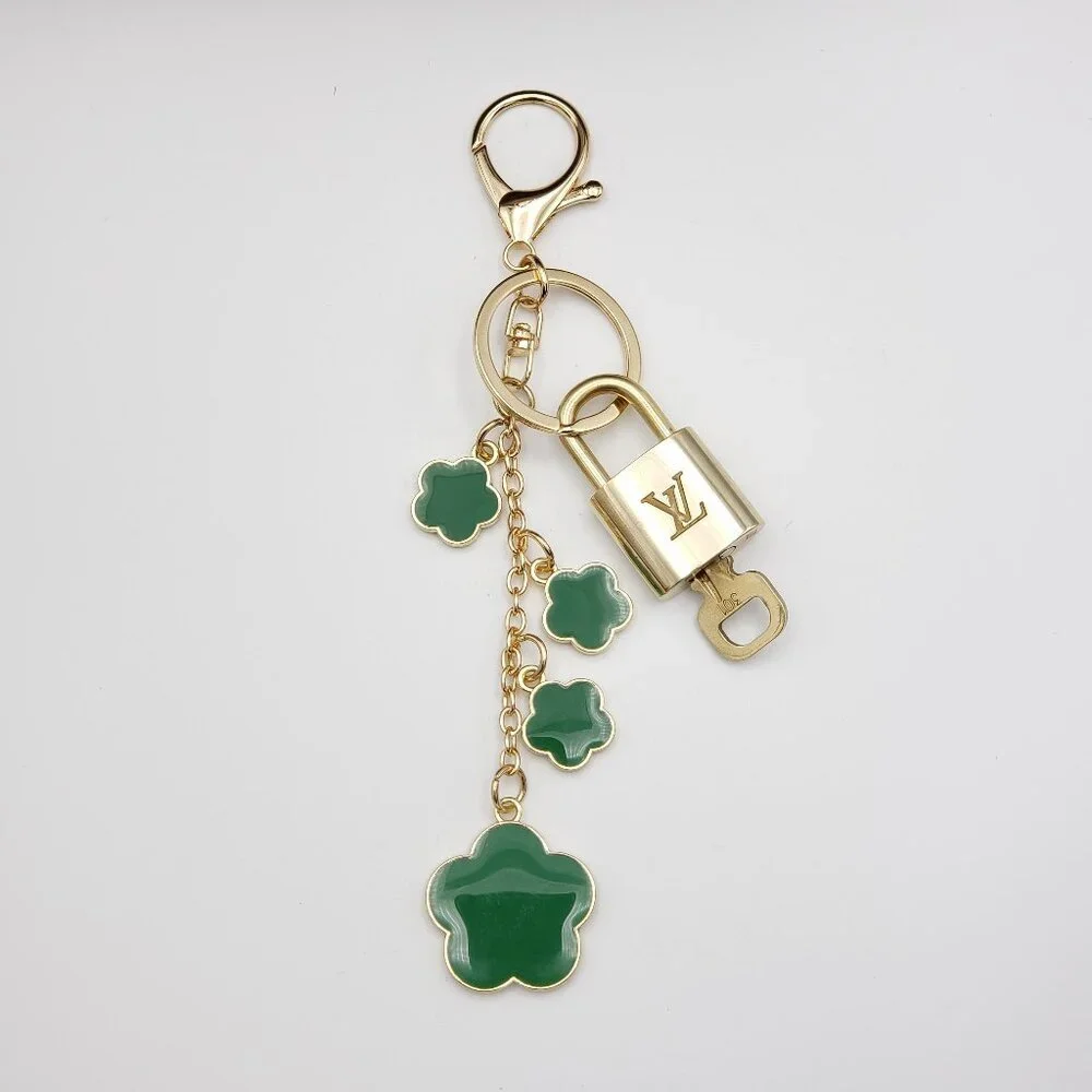 Authentic Louis Vuitton Lock & Key with Unbranded Flower Charm, Keychain